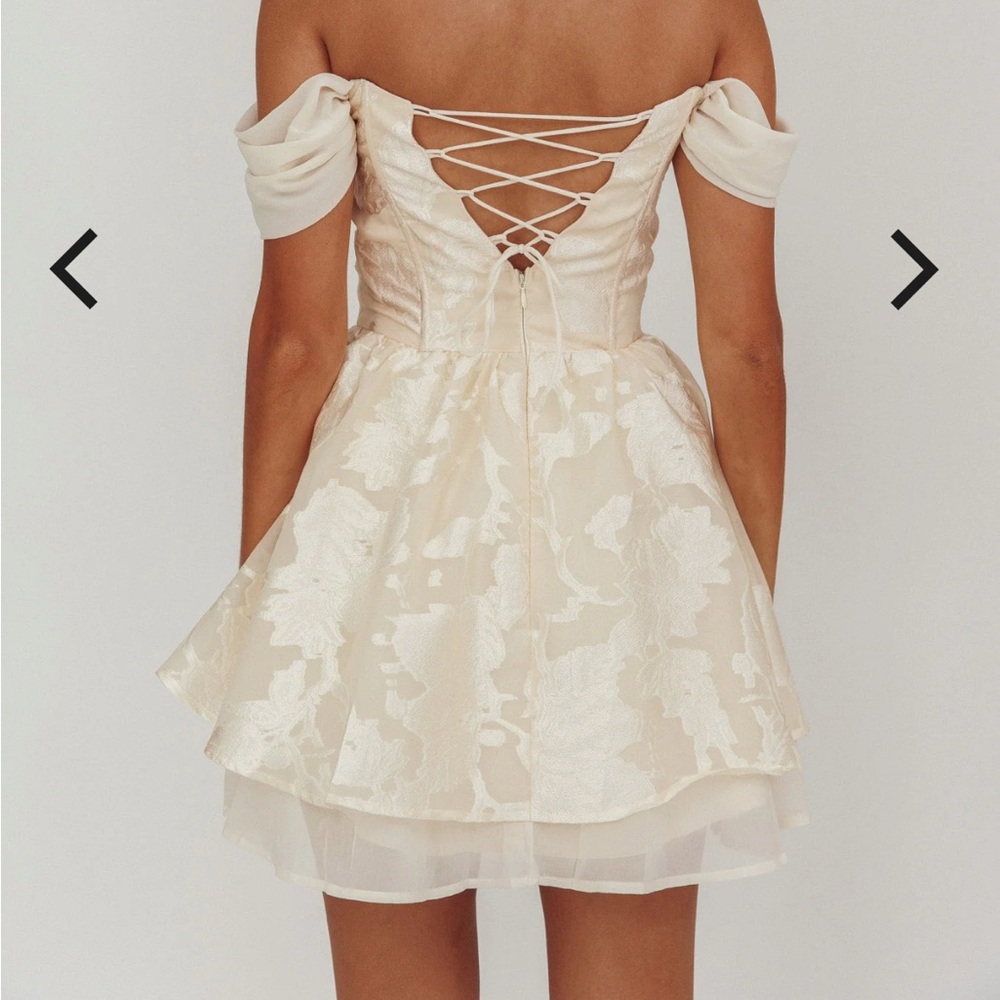Selfie Leslie Cream Lusting Off the Shoulder Mini Dress - Picture 3 of 3